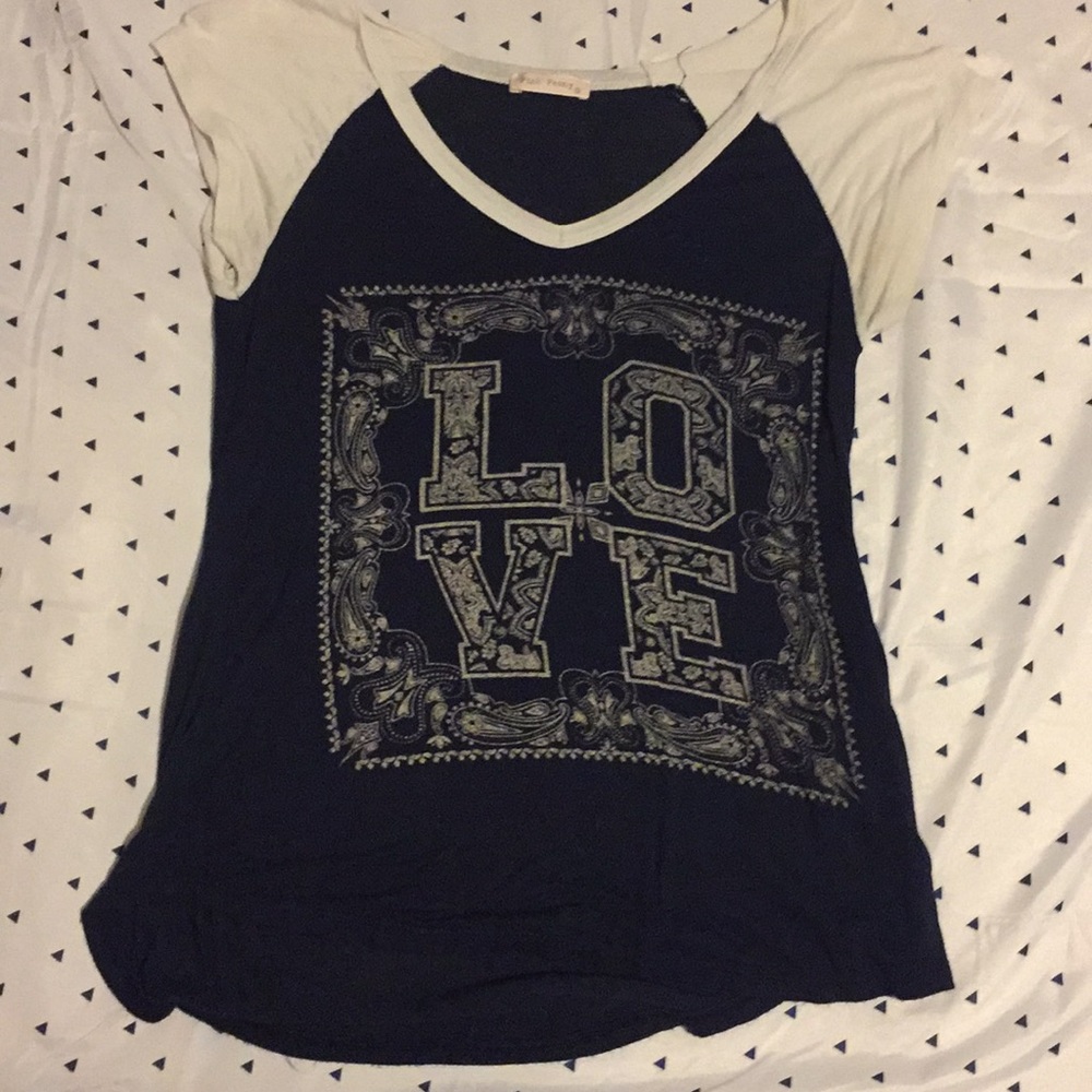 Blue and white T-shirt